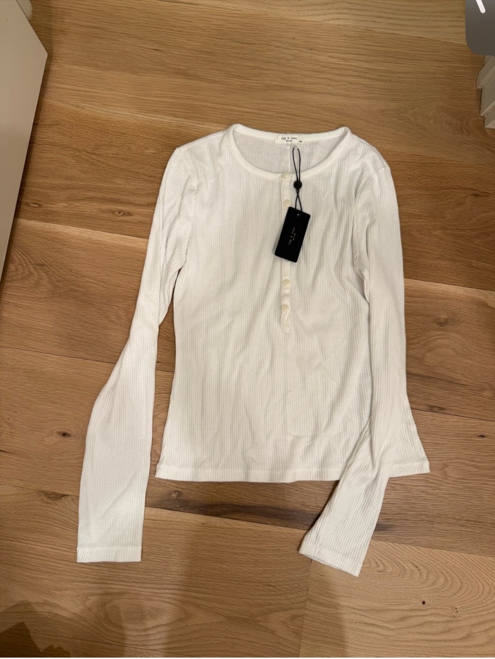 Rag & Bone sz Med white Henley long sleeve shirt top
